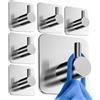 HoneyHolly Ganci Autoadesivi, 6 Pezzi Appendi Accappatoio Bagno, Acciaio Inox, Porta Asciugamani Autoadesivo, No Perforazione, Gancio Accappatoio Doccia per Cucina, Bagno, Toilette, Ufficio