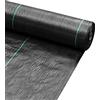 QWORK® 50m x 2m Telo Pacciamatura 100g/m² - Telo Anti Erbacce Permeabile, Stabilizzazione UV, Extra Resistente allo Strappo - per Giardino, Aiuole, Sentieri
