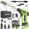 highsam Pulitore ad alta pressione, motore senza spazzole, idropulitrice portatile con 2 batterie da 4,0 Ah, ugello girevole 6 in 1 e 180°, spruzzatore di schiuma, spazzola per la pulizia, irrigazione