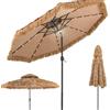 RELAX4LIFE Ombrellone da Spiaggia 2,7M/3M, Luci LED Solari, Parasole Hawaiano in Paglia, Inclinazione Regolabile, Non Base,per Giardino, Cortile, Piscina (3m, con Luci)