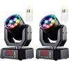 wecan Confezione da 2 mini proiettori a testa mobile per illuminazione DJ, proiettori wash a LED, luci da palcoscenico per feste