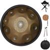 YUANZHOU Handpan Steel Tongue Drum - Tamburo a percussione in acciaio, 22 pollici, con borsa da viaggio, oro 432HZ-12Notes