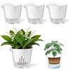 Yimomoyi Set di 4 vasi per erbe aromatiche da cucina, autoirriganti, con sistema di irrigazione, vaso autoirrigante, grande con serbatoio di acqua trasparente, vaso di basilico, vaso di fiori, bianco
