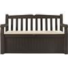 Keter Cassapanca contenitore Eden Storage Bench con Capacità di 265 Litri in Resina, Resistente agli agenti atmosferici, Colore Marrone/Beige, 140 x 60 x 84 cm