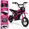 TOYSCAR Moto Elettrica per Bambini 24V Raptor X da 350W Ruote Gonfiabili Freno a Disco Sedile Pelle Fino 23-25KM/H Portata 63KG Moto per Bambini da 5 a 10 Anni (Rosa)