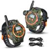 Odoukey 1 Paio di walkie-Talkie Ricaricabili Tramite USB per Bambini, Orologio walkie-Talkie bidirezionale a Lungo Raggio con Bussola, Torcia, Ora e Data Regolabili, Attrezzatura da Campeggio
