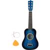 CAGUYLONA Chitarra in legno per bambini da 21 pollici, mini chitarra per bambini, strumento musicale in legno a 6 corde con plettro, ideale per toddlers e principianti, chitarra blu