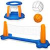 Vistnale Rete da pallavolo galleggiante per piscina, rete da pallavolo per piscina ＆ set da basket, gioco acquatico gonfiabile galleggiante con 2 palline, giocattoli estivi all'aperto/al coperto per adulti, f