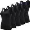 BQTQ 5 Pezzi Canottiera Donna Base Canottiere Canotta Top Casual Canottiera per Donna e Ragazze, Nero, M