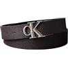 Calvin Klein Uomo Cintura Buckle Tumbled 3,5 cm in Pelle Leder Reversibile, Nero (Black/Ck Dark Brown/Brushed Nickel), 135 cm