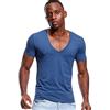 Zbrandy T Shirt con scollo a V profondo per gli uomini Low Cut Stretch Tee invisibile Vee Top manica corta Marina Militare M