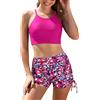 SHEKINI Costume da bagno da donna in 2 pezzi, Bikini con spalline incrociate, controllo della pancia, lato farfalla, slip boyshorts, L