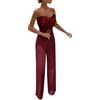 Generic Tuta Donna Elegante Cerimonia Jumpsuit Eleganti Curvy Pantalone Tute Push Up Sexy Tinta Unita Scollo a V a Gamba Larga Lunghe Completi Monopezzi e tutine Lunghe Vita Alta Da Sera Cocktail