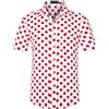Lars Amadeus Camicie eleganti da uomo slim fit a pois con bottoni a maniche corte camicie corte, Rosso, M