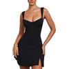 BKEPDY Vestito Donna Sexy Estivo Mini Abito Vestiti Corti Elastic con Spaghetti Strap Clubwear Slim Fit Bodycon per Feste Club Cocktail Discoteca