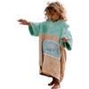 WAVE HAWAII Dropsi Poncho da surf per corpi di 90 - 120 cm, 100% cotone ecologico spogliatoio per nuoto, spiaggia, surf, surf, poncho, poncho da bagno per bambini, ragazzi, ragazze e donne, verde, 5