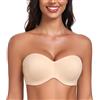 DotVol Reggiseno Senza Spalline da Donna Push Up Senza Spalline Bandeau T-Shirt Bra di Grandi Dimensioni Unpadded Minimizer Bra Beige 4D