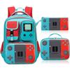 Beaulyn Zaino per la scuola per bambini, 43 cm, zaino da viaggio con tasche multiple, per studenti delle scuole elementari e medie dai 6 ai 14 anni, Set di 3 zaini rosso/blu