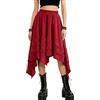 Bridesmay Gonna Rinascimentale da Donna Fluida in Pizzo a Strati Asimmetrica Gonna Midi da Fata, Borgogna, L