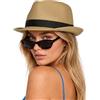 Zylioo Cappelli in paglia piccoli, cappello da sole Fedora a tesa corta, ripiegabile e arrotolabile, cappello estivo Panama per teste piccole