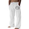 uxxnjfg Offerte Lampo Del Giorno, Pantaloni Uomo Estivi Leggeri Lino Larghi Pantaloni Eleganti Cotone Slim Fit Pantalone Uomo Elasticizzati Taglie Forti Casual Pantalaccio Gamba Larga Pants Bianco 5XL