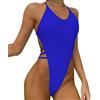 Faringoto Costume da bagno sexy da donna, costume da bagno in un pezzo, blu, L