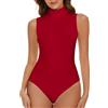 SHAPERIN Body Donna Collo Alto Senza Maniche Aderente Bodysuits Tops Sleeveless Body Suit Mock Neck Jumpsuits Tops Rosso-Senza Maniche XL