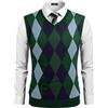 COOFANDY Maglione da uomo con scollo a V e motivo a rombi, A-verde, XL