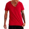 Leif Nelson LN6280 Maglietta Uomo con Scollo a V - T‑Shirt Estiva in Cotone, Slim Fit, Manica Corta Casual Basic, Rosso, M