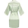 Sunshinemall Vestaglia corta da donna in raso, stile kimono, con strass, per sposa, damigella d'onore, Verde salvia., Small-Medium