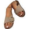 Generisch Pantofole da donna con suola in sughero, comode ciabatte con letto in pelle, aperte da donna, cachi, 38 EU