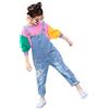 Yao 3-14 anni Ragazze Tuta e pagliaccetti Big Kid Salopette Blu Cinture Regolabili Denim Colore Mutevole Paillettes Pantaloni