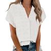 Cicy Bell Camicette da donna Camicie a maniche corte con scollo a V estive Button Down Shirt eleganti casual top tinta unita, bianco, XXL