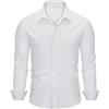 Autsel Camicia Uomo Manica Lunga Slim Fit e Regular - Camicia Elegante Casual Chic per Ufficio, Lavoro e Matrimonio - Tenuta Traspirante Abbottonata per Primavera Estate Bianco M