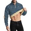 Generic Felpe da uomo con zip a tre quarti in pile, fodera pesante, pullover caldo autunno inverno, magliette a maniche lunghe, felpe slim fit, camicie sportive da palestra, Blu scuro, 3XL