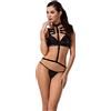 Selente Love & Fun - Set di biancheria intima da donna, 3 pezzi, in reggiseno, perizoma e esclusiva benda in raso, made in EU