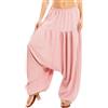Toocool Pantaloni Donna Harem Sarouel Cavallo Basso Leggeri Yoga VB-6151 [S/L,Rosa]