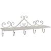 Gicos Mensola appendino in Metallo Bianco Shabby Chic da Parete con 5 Ganci 68 * 18 * 27 cm IRO-781735