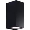 SHOT BOTLIGHTING TOLEDO2 Applique da Parete Doppia Emissione GU10 | Corpo in Alluminio e Diffusore in Vetro | Design Moderno | IP65 Per Interni ed Esterni | 220-240V (NERO)