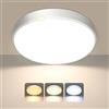OOWOLF Confezione da 1 Plafoniere LED Soffitto 24W 23CM, 3 Toni Luce Regolabili (3000K/4000K/5000K) — Moderna Luce Tonda per Bagno, Cucina, Cameretta, Ingresso