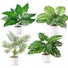 PASCH® Set di 4 piante artificiali tropicali come reali (35 cm) in vasi di ceramica bianchi: tra cui Monstera artificiale e Areca palma artificiale | piante artificiali in vaso | Fake Plant | fiori