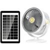 Posheliox Ventilatore da terra portatile con pannello solare, motore brushless silenzioso a 5 velocità, oscillazione a 720°, ricarica di tipo C, montaggio a parete senza fori, per campeggio, viaggi