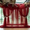 Rouhuhura 0,75 x 8 m Drappeggio per Arco Nuziale, tulle trasparente Decorazioni Tenda per matrimonio cerimonie fotografia feste Compleanno, Nubilato, Anniversario, Decorazione (Vino Rosso, 0,75 x 8 m)