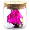 Amoroses Bijou - Rosa Stabilizzata Eterna con calice placcato oro 24K in barattolo di vetro | Idea Regalo (Rosa Shocking)