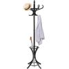 RELAX4LIFE Appendiabiti da Terra con Portaombrelli, Legno Massello, Attaccapanni Alto 184 cm, con 8 Ganci e Piedini, Stand Appendiabiti per Ingresso, Corridoio, Entrata