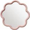 CHAOHAOKE Specchio da parete rotondo ondulato da 25,4 cm, cornice in plastica bianca e rosa, montaggio a parete, ideale per bagno, camera da letto, ingresso e soggiorno