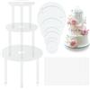 SZEBISOA Alzata per dolci con 7 piatti (9/12/16/20 cm) e 21 supporti in plastica (23 cm) - pratica alzatina per dolci riutilizzabile per torte a più piani, ideale per matrimonio, compleanno e feste