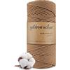 goldmariechen Cappuccino (cappuccino) Corda macramè premium 3 mm x 100 m, 100% cotone, filo di cotone per fai da te, decorazione murale, acchiappasogni e artigianato