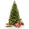 UISEBRT Albero di Natale artificiale con illuminazione, Abete artificiale con supporto in legno, Alberi di Natale artificiali con 500 rami e 200 LED bianco caldo, per interni ed esterni (150 cm)