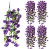 Rieoany 4 Pezzi Fiori Finti da Esterno per Decorazioni - Glicini Artificiali 75cm, UV-Resistenti con Fiori Staccabili (4 viola)
